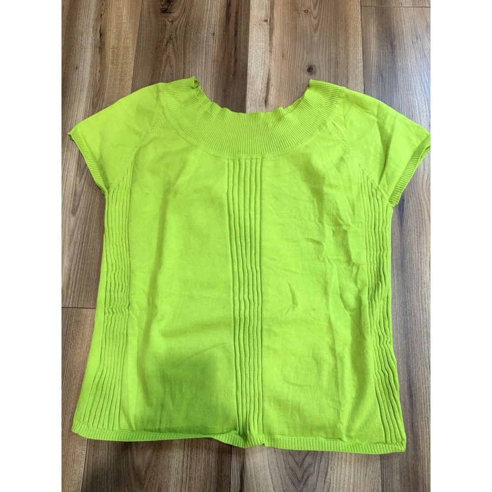 Nine & Company Neon Green Summer Sweater Women's Large Cotton Nylon Blend